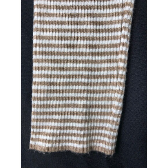 Altar'd State Cropped Ribbed Long Sleeve V-Neck Striped Tan White Sweater Medium - Picture 2 of 8